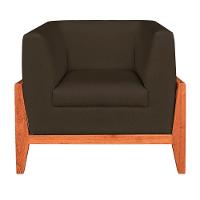 Kit 02 Poltronas Lucy Linho Base Madeira Castanho D'rossi Marrom A78