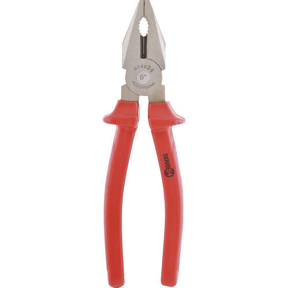 Alicate Universal 8 Aço Carbono Polido Plastificado Nove54 - 2