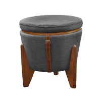 Conjunto - 2 Puffs Banqueta Fênix Baú Mesa Castellar Móbile Linho Cinza