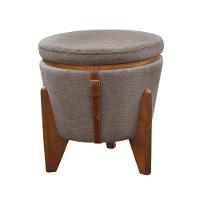 Conjunto - 2 Puffs Banqueta Fênix Baú Mesa Castellar Móbile Linho Cappuccino - 7