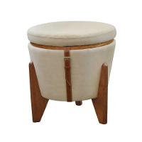 Conjunto - 2 Puffs Banqueta Fênix Baú Mesa Castellar Móbile Veludo Bege Claro