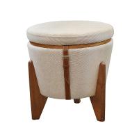 Conjunto - 2 Puffs Banqueta Fênix Baú Mesa Castellar Móbile Linho Bege Claro - 5