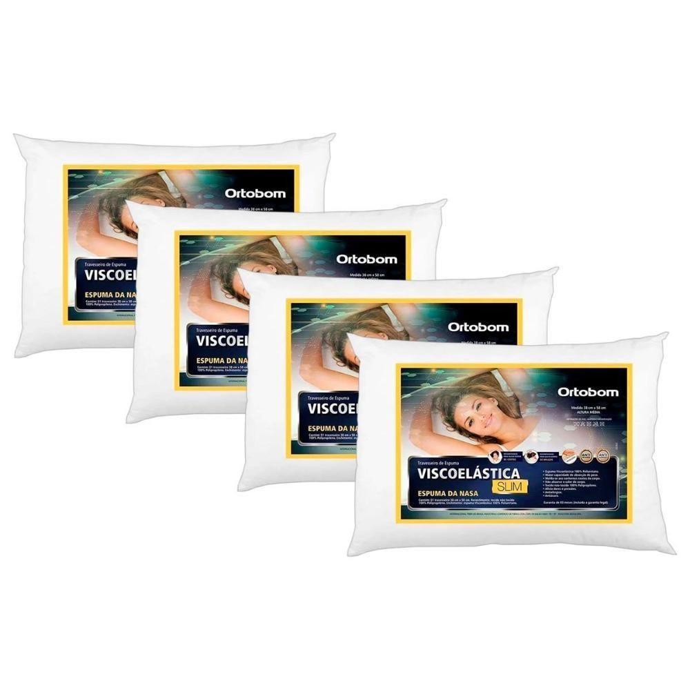 Travesseiro Viscoelástico Visco Slim 4 Unidades P/fronha 38x58cm (tamanho 38x58) - Ortobom - 1