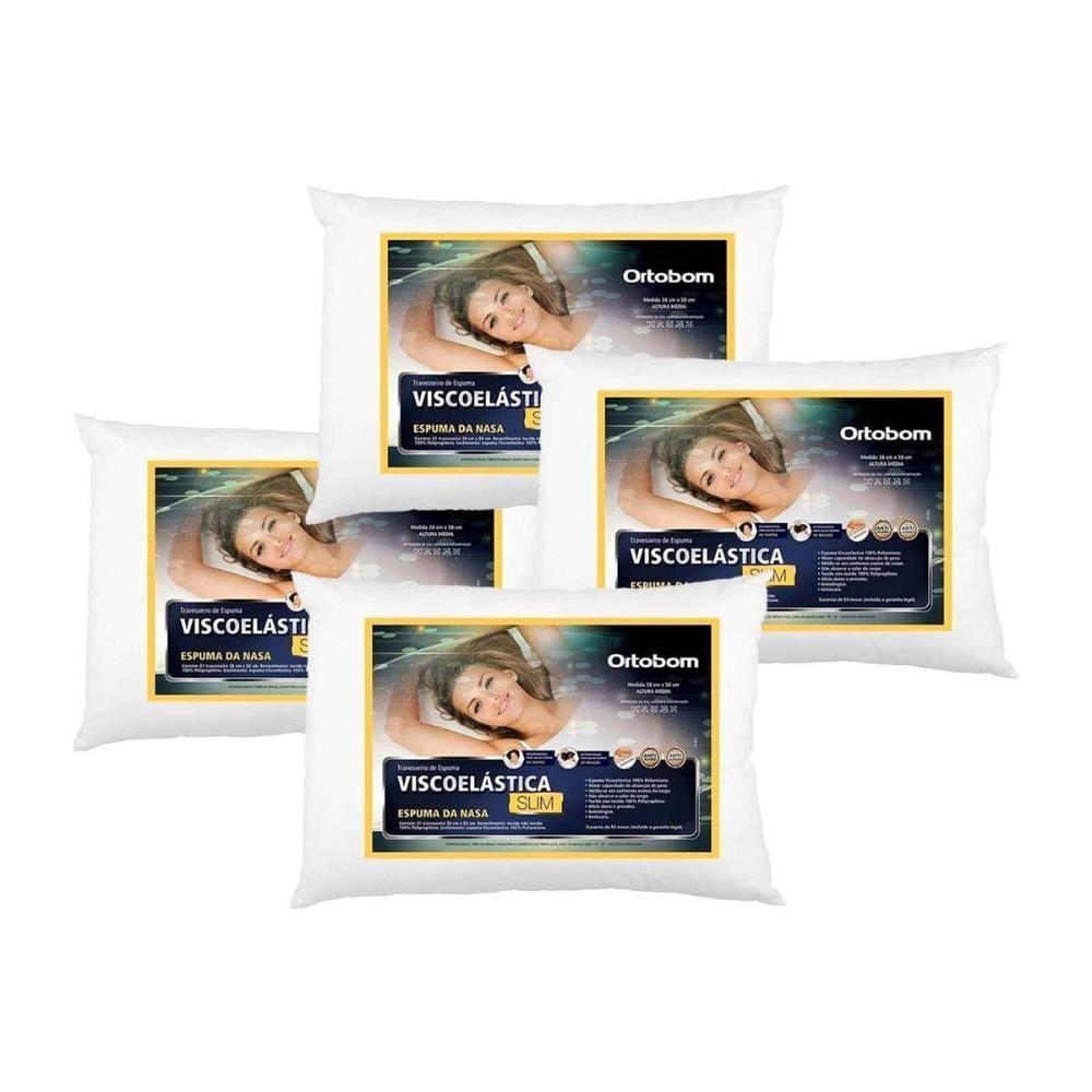 Travesseiro Viscoelástico Visco Slim Kit C/ 4 Un (38x58) - Ortobom - 1