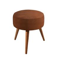 Conjunto - 2 Puffs Lippe Madeira Maciça Castellar Móbile Corino Caramelo