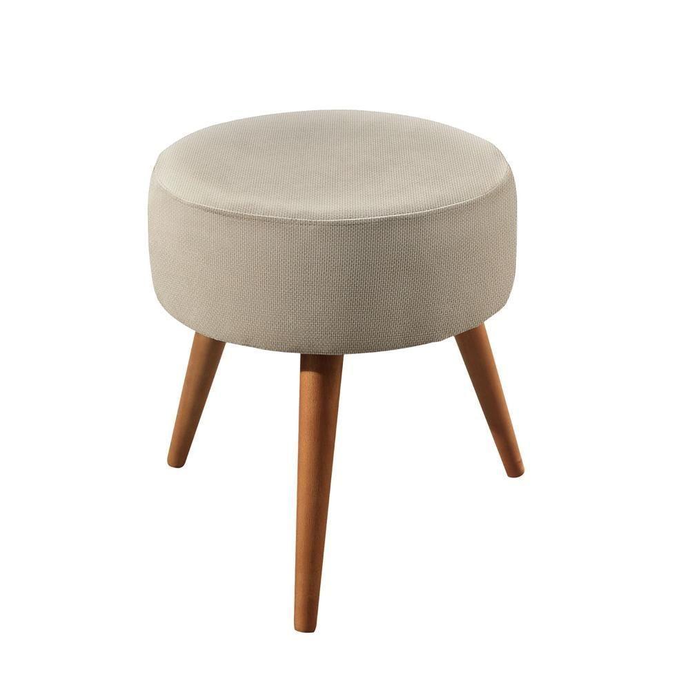 Conjunto - 2 Puffs Lippe Madeira Maciça Castellar Móbile Linho Bege Claro - 5