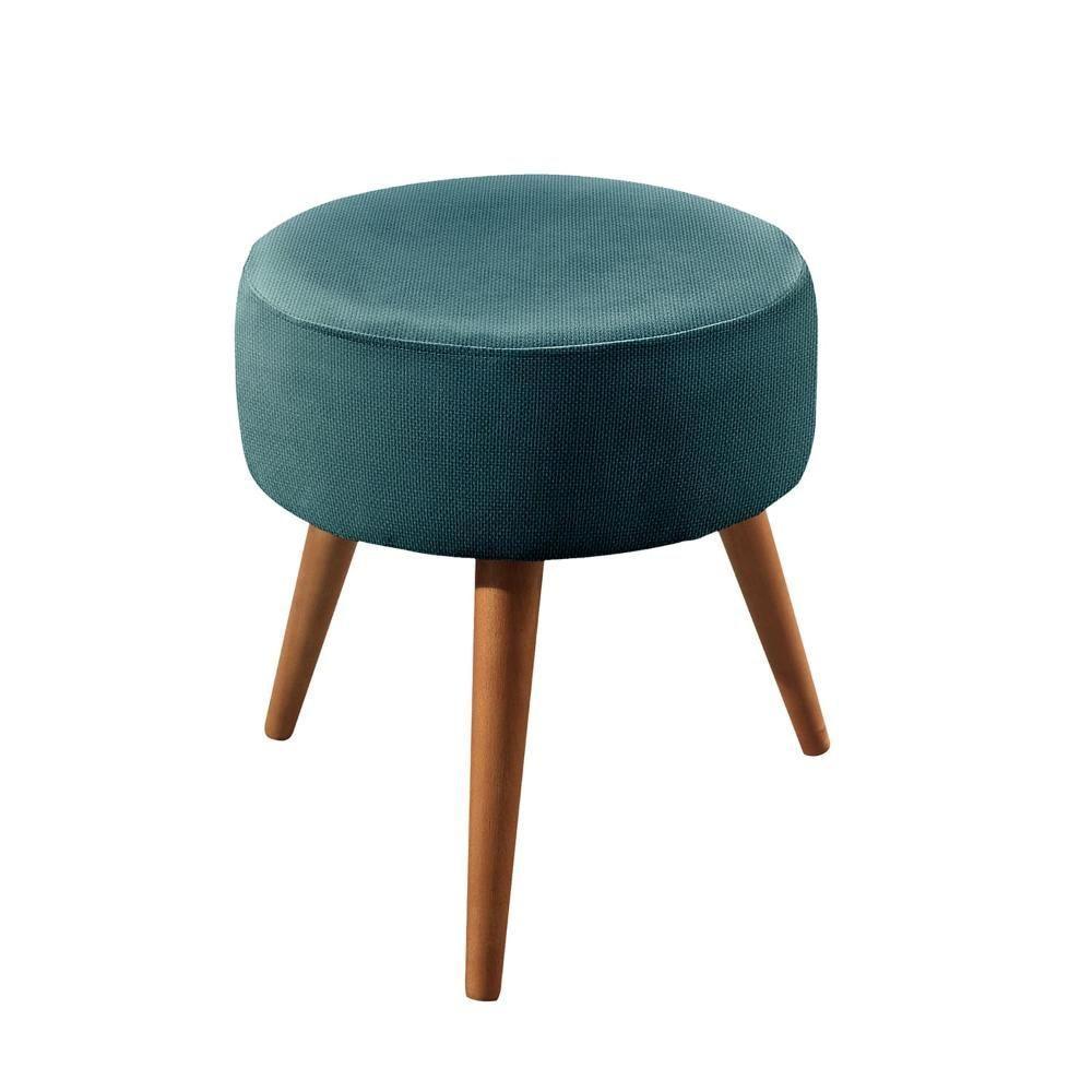 Conjunto - 2 Puffs Lippe Madeira Maciça Castellar Móbile Linho Azul - 4