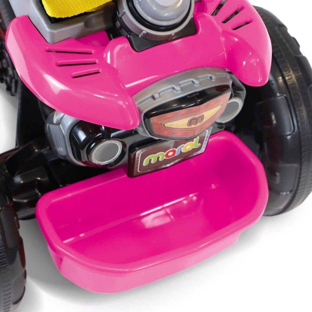 Triciclo Infantil Moto Com Pedal E Haste - Rosa - 4