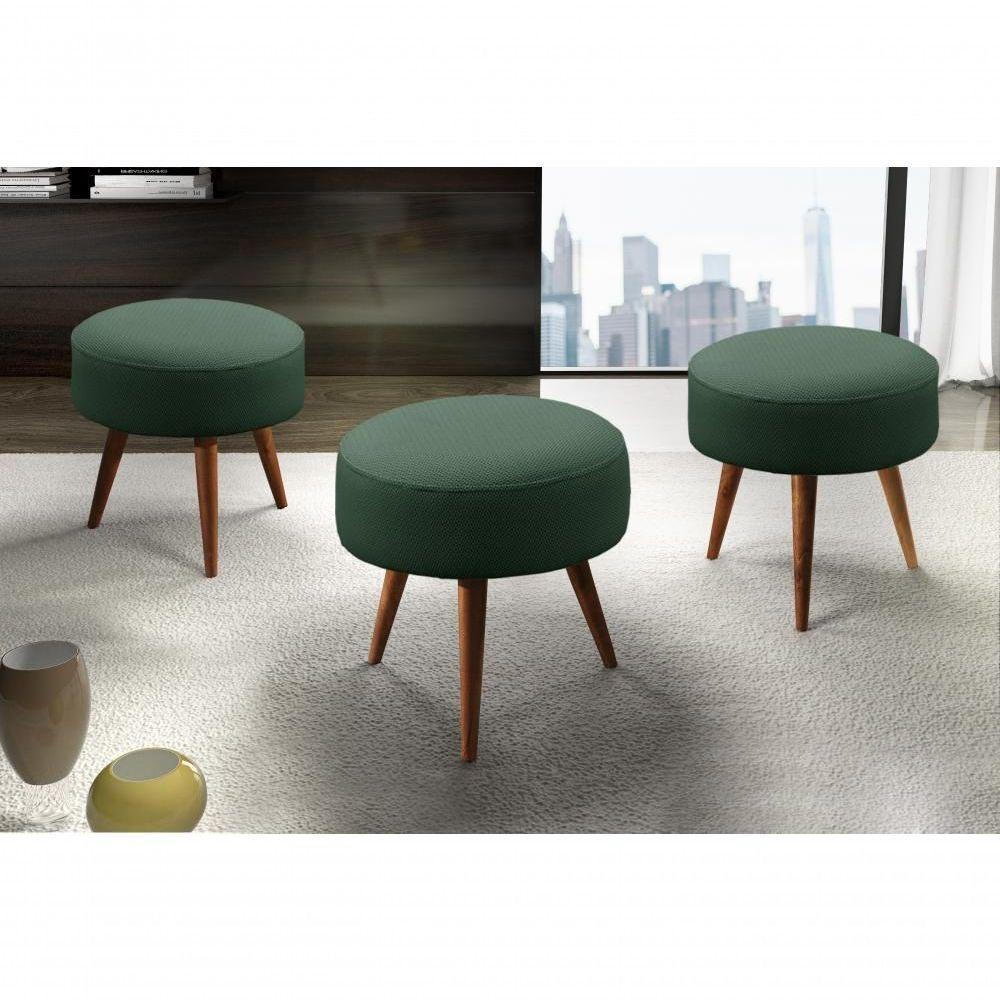 Conjunto - 2 Puffs Lippe Madeira Maciça Castellar Móbile Veludo Verde - 5