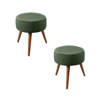 Conjunto - 2 Puffs Lippe Madeira Maciça Castellar Móbile Veludo Verde - 1