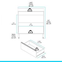 Balcão Cozinha 2 Gavetas 80x88cm Sabrina Mdp Menu Móveis Preto - 2