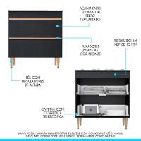 Balcão Cozinha 2 Gavetas 80x88cm Sabrina Mdp Menu Móveis Preto - 3