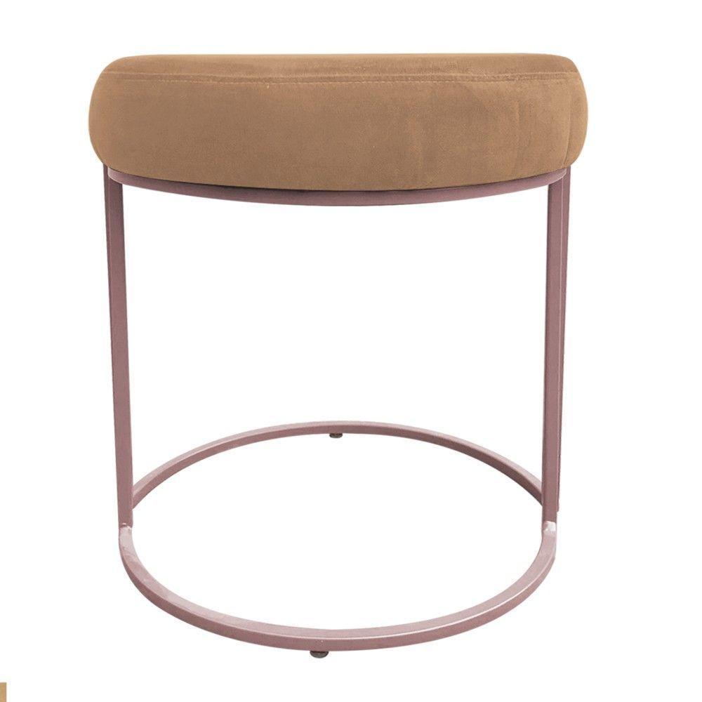 Puff Redondo Base Industrial Rosê Kit 2 Love Suede Cor Caramelo Sisal - 4