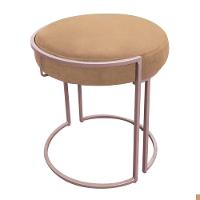 Puff Redondo Base Industrial Rosê Kit 2 Love Suede Cor Caramelo Sisal - 5