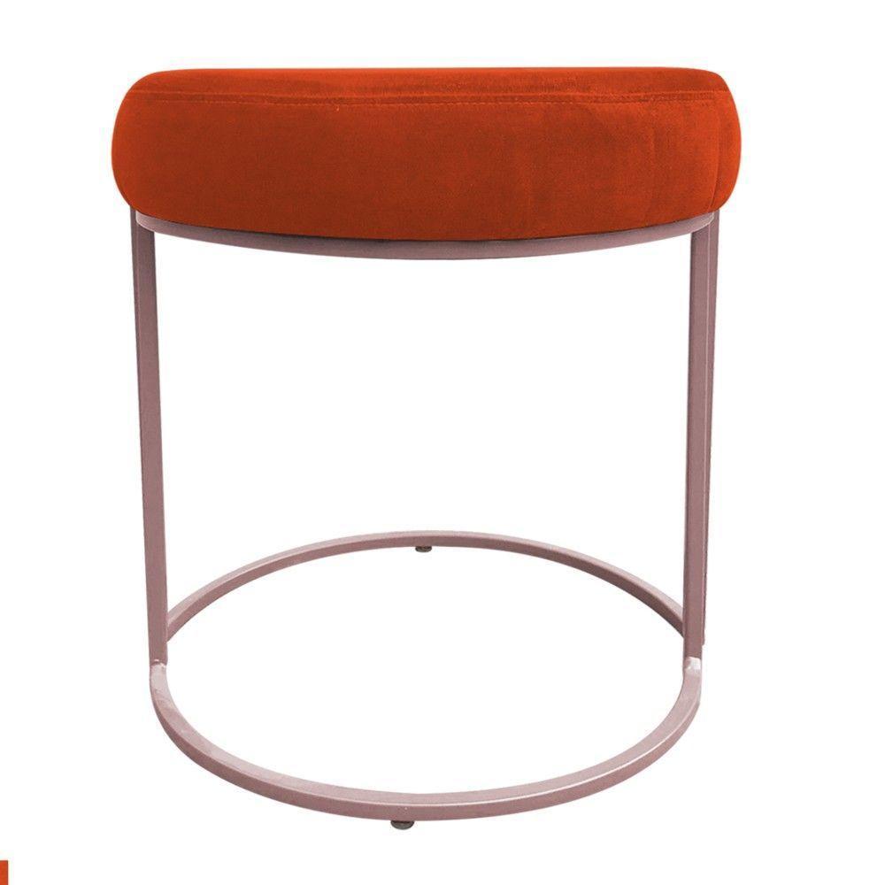 Puff Redondo Base Industrial Rosê Kit 2 Love Suede Cor Laranja - 2