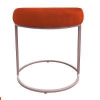 Puff Redondo Base Industrial Rosê Kit 2 Love Suede Cor Laranja - 2