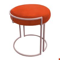 Puff Redondo Base Industrial Rosê Kit 2 Love Suede Cor Laranja - 8