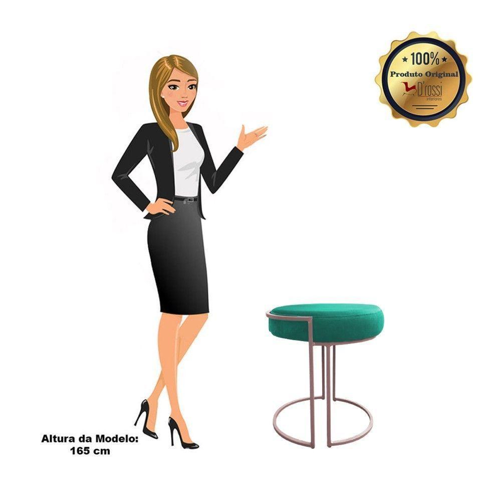 Puff Redondo Base Industrial Rosê Kit 2 Love Suede Cor Verde Turquesa - 2