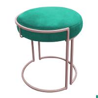 Puff Redondo Base Industrial Rosê Kit 2 Love Suede Cor Verde Turquesa - 9