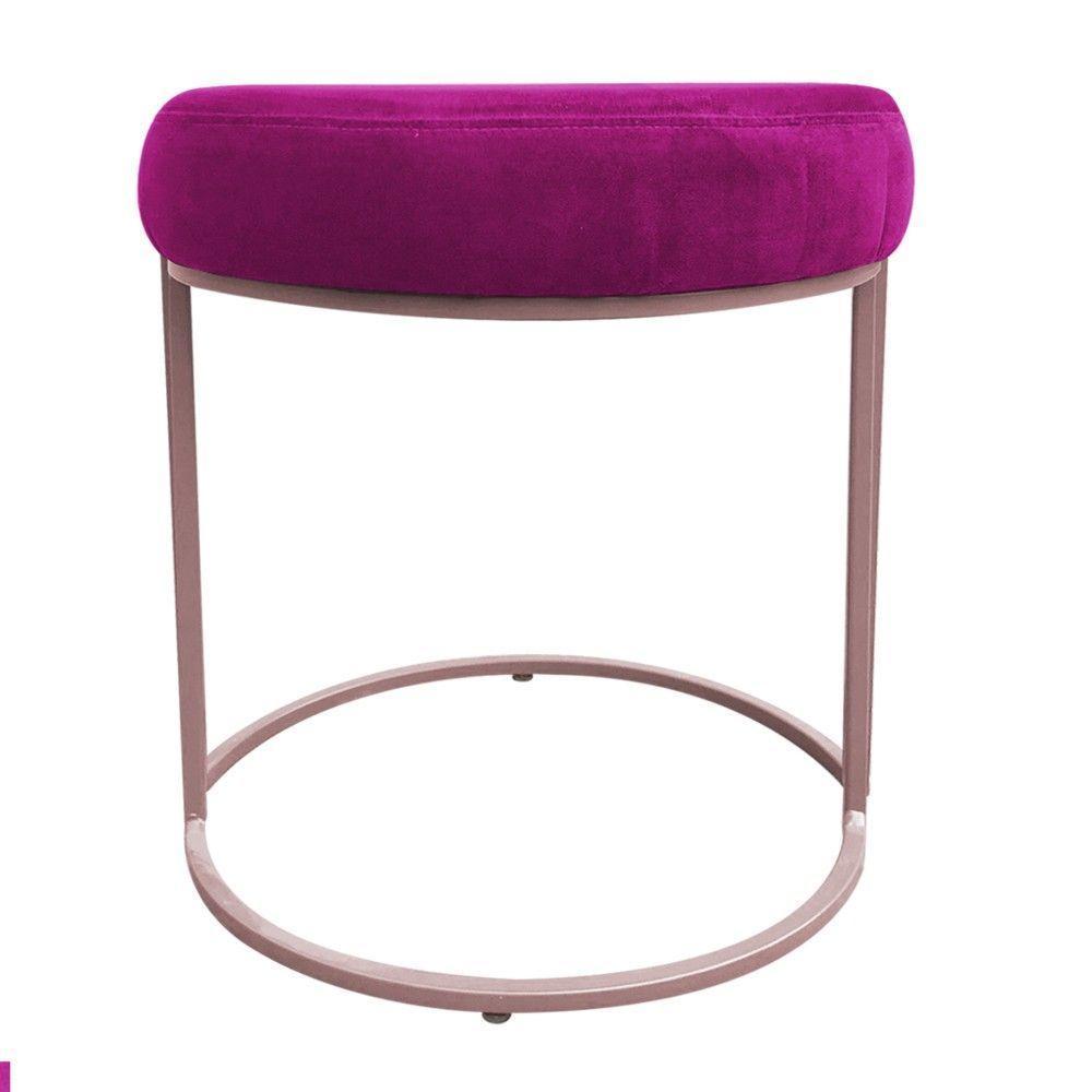 Puff Redondo Base Industrial Rosê Kit 2 Love Suede Cor Pink - 2