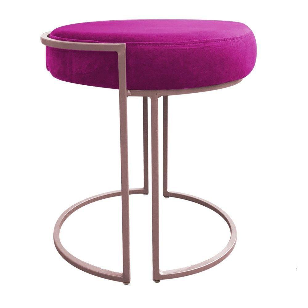 Puff Redondo Base Industrial Rosê Kit 2 Love Suede Cor Pink - 5