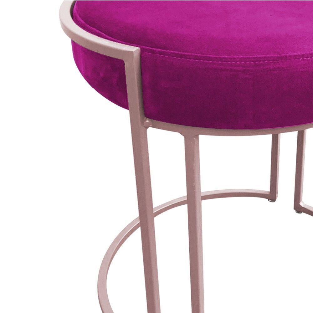 Puff Redondo Base Industrial Rosê Kit 2 Love Suede Cor Pink - 7