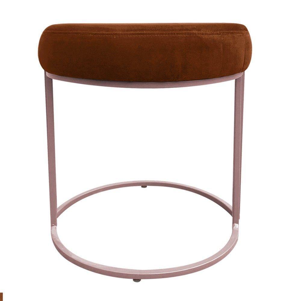 Puff Redondo Base Industrial Rosê Kit 2 Love Suede Cor Terra - 3