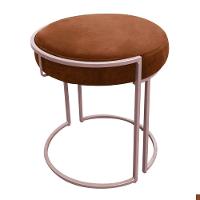 Puff Redondo Base Industrial Rosê Kit 2 Love Suede Cor Terra - 7