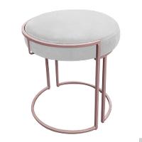 Puff Redondo Base Industrial Rosê Kit 2 Love Suede Cor Branco - 3