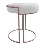 Puff Redondo Base Industrial Rosê Kit 2 Love Suede Cor Branco