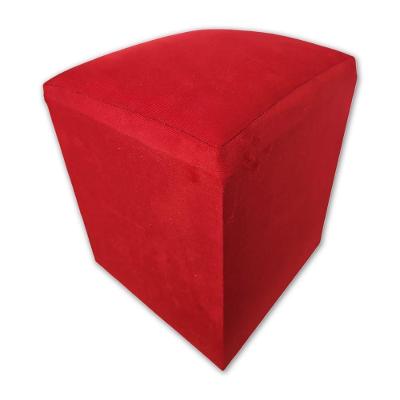 Kit 02 Mini Puff Banqueta Quadrado Decorativo Courino E Suede Vermelho Suede
