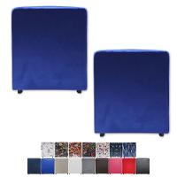 Kit 02 Mini Puff Banqueta Quadrado Decorativo Courino e Suede Azul Royal Suede - 4