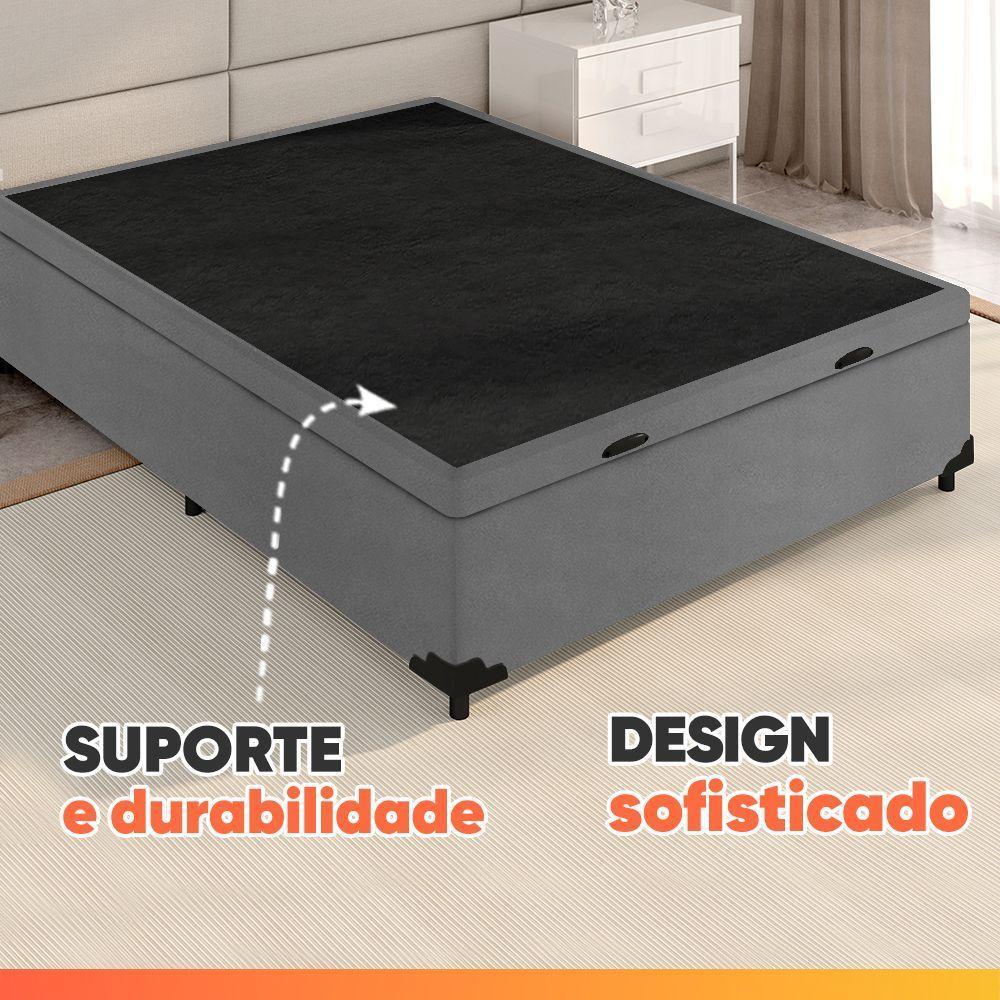 Cama Box Baú Casal Espuma Softgel Power 138x188x63cm Cinza - 7