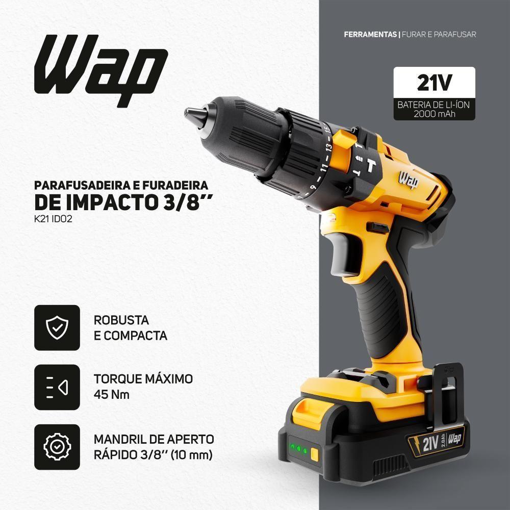 Parafusadeira E Furadeira De Impacto 21V WAP K21 Id02 - 4