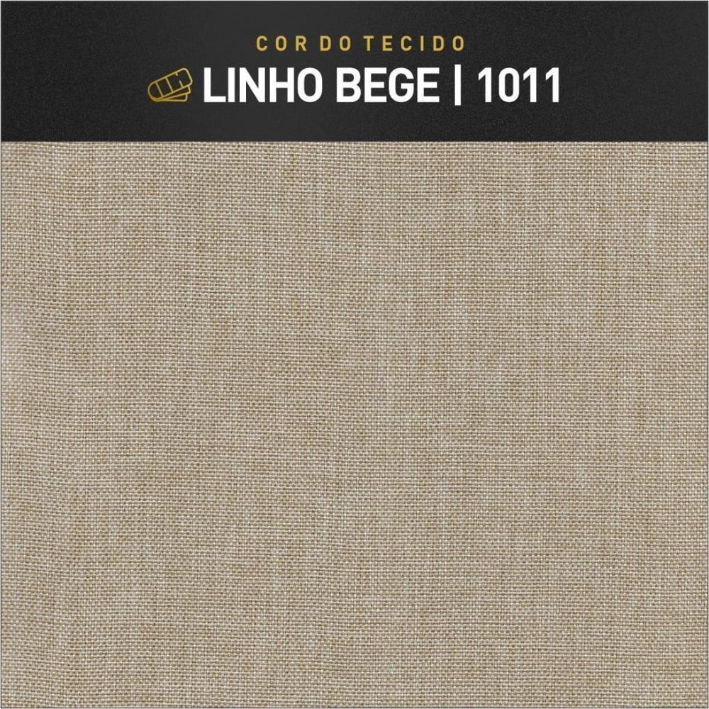 Conjunto - 2 Puffs Banqueta Mali Luxo Base Metálica Bronze Linho Bege - 2