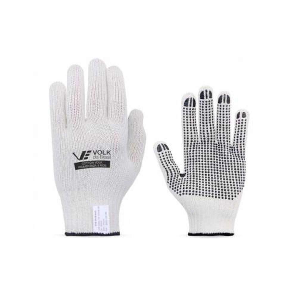 Luva De Segurança Algodão Pigmentada Branca Antiderrapante - Volk Brasil - 1