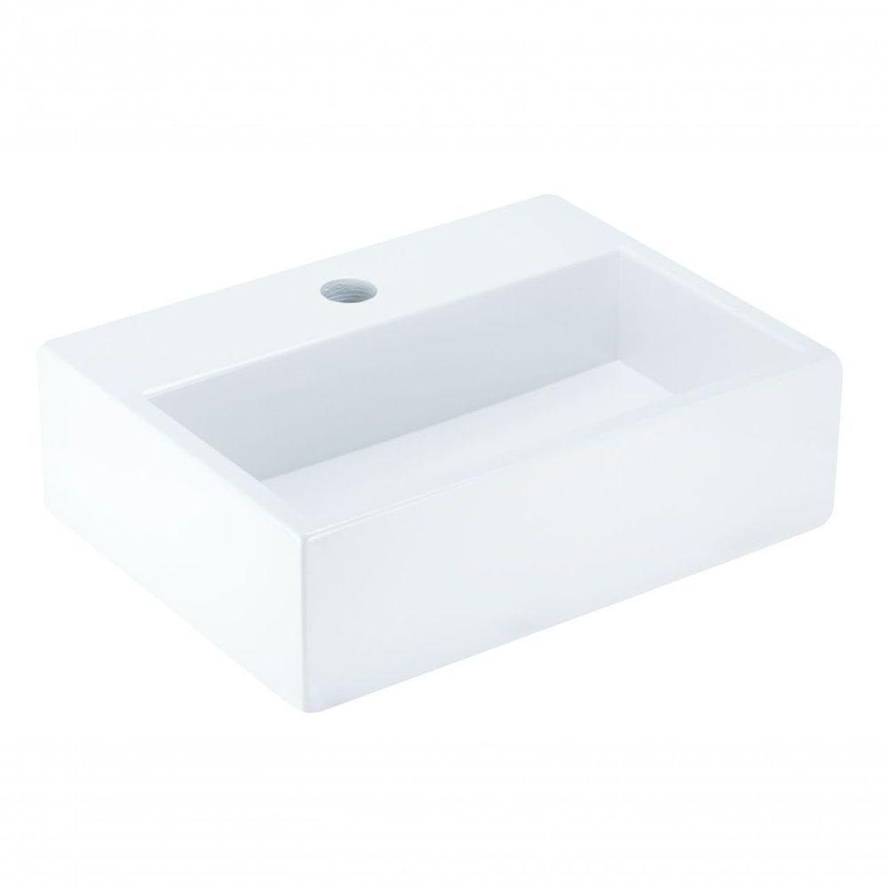 Cuba De Apoio Banheiro Safira Pedra 40x30cm Branco Standard - 1