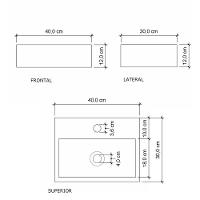 Cuba De Apoio Banheiro Safira Pedra 40x30cm Branco Standard - 3