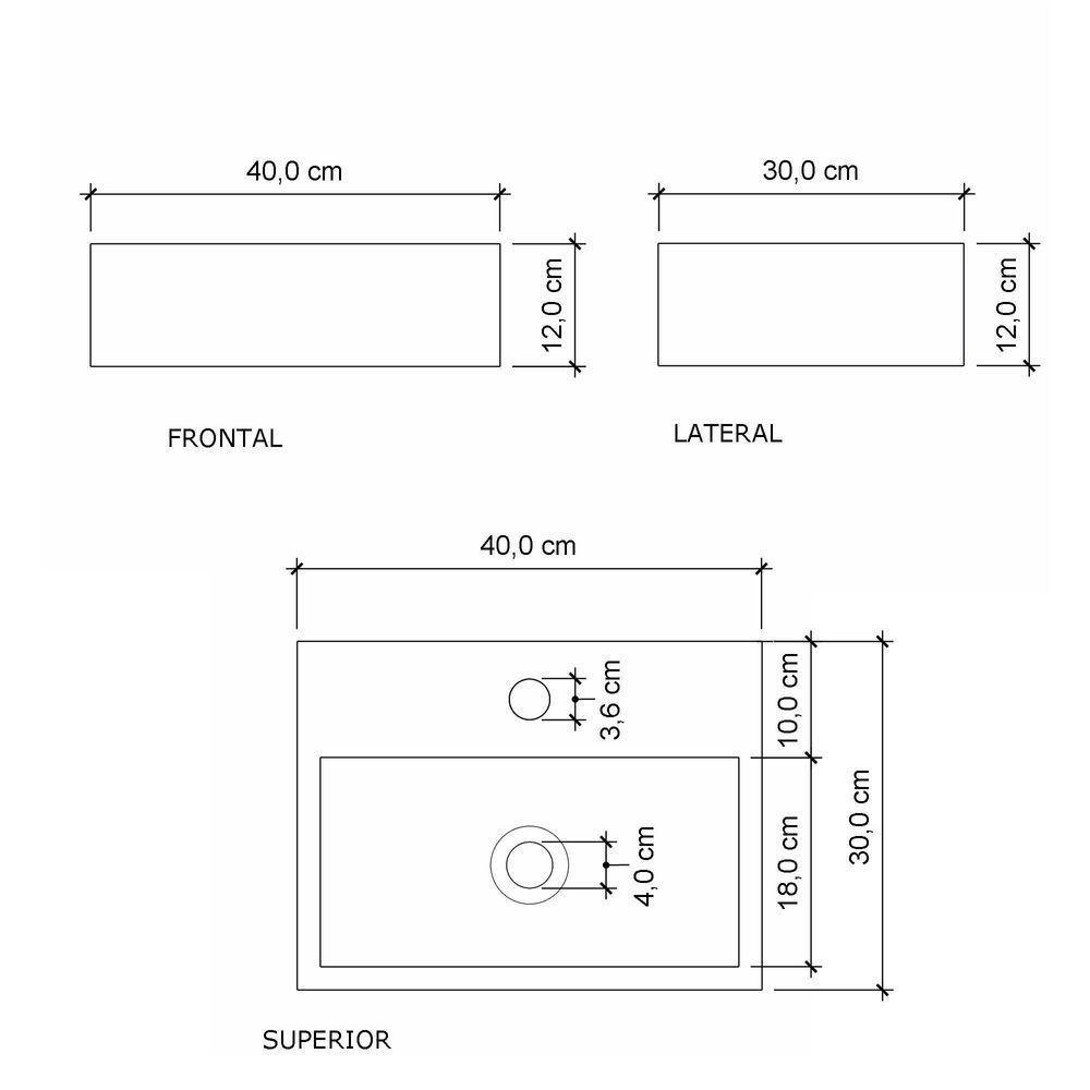 Cuba De Apoio Banheiro Safira Pedra 40x30cm Concreto - 3