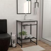 Gabinete Banheiro Ferro Iron Black 60x45cm Concreto - 2