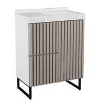 Gabinete Para Banheiro Com Pé Ferrara 66 Cm Branco/jequitiba - 1