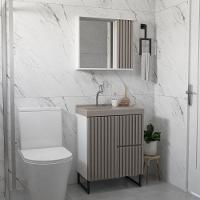 Gabinete Para Banheiro Com Pé Ferrara 66 Cm Branco/jequitiba - 2