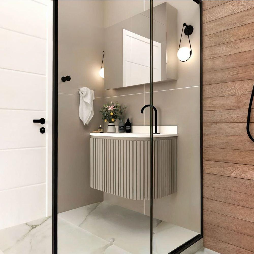 Gabinete Para Banheiro Suspenso Emma 80cm Branco/santiago - 3