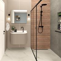 Gabinete Para Banheiro Suspenso Emma 80cm Branco/santiago - 2