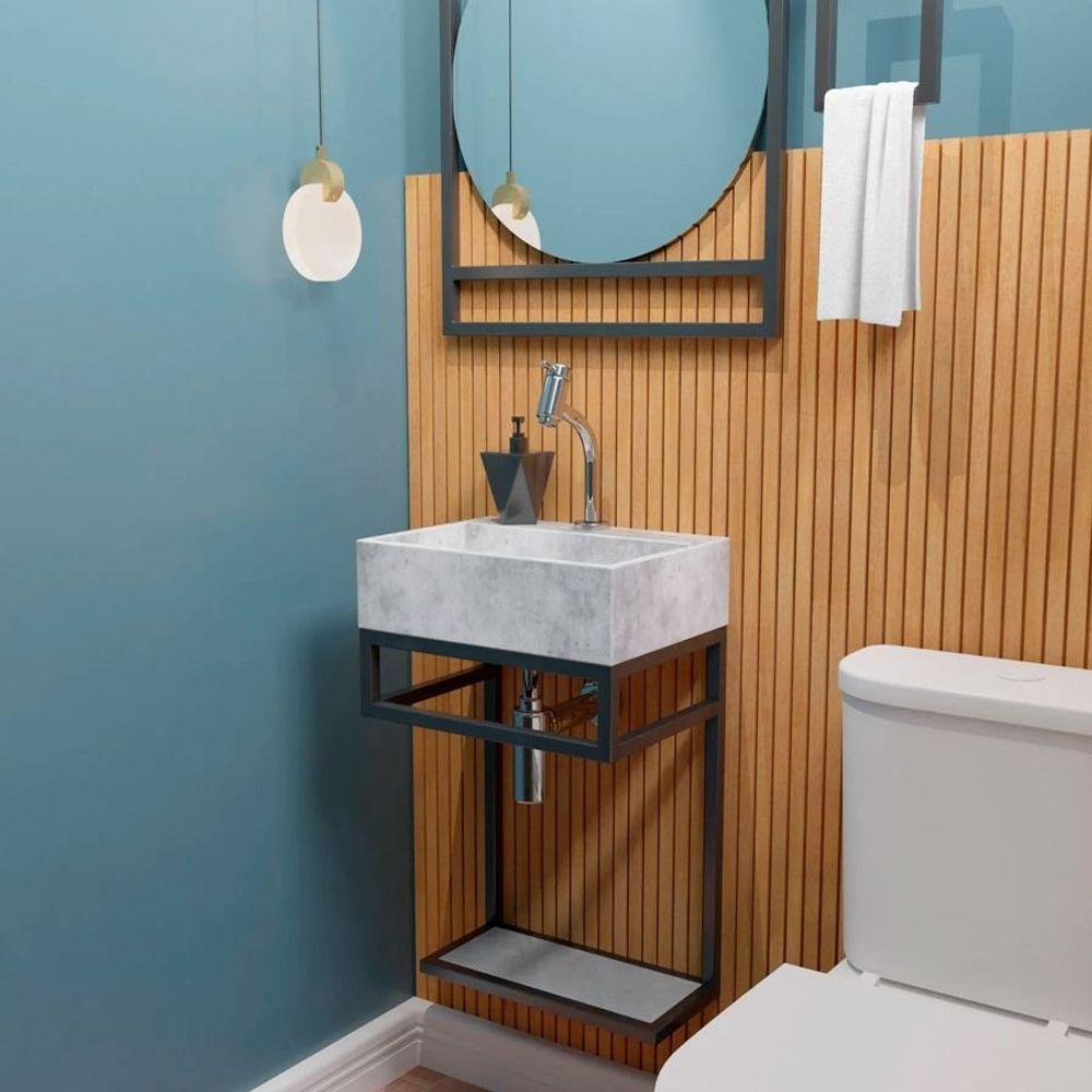 Gabinete Banheiro Ferro Los Angeles 40x30cm Concreto - 2