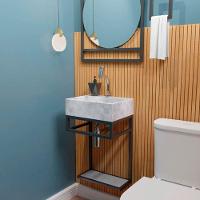 Gabinete Banheiro Ferro Los Angeles 40x30cm Concreto - 2