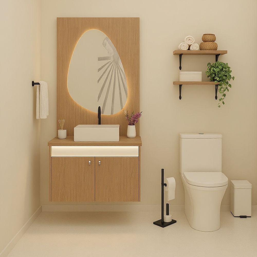 Gabinete Para Banheiro Tech Led 2p 80cm Suspenso Branco - 2