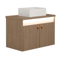 Gabinete Para Banheiro Tech Led 2p 80cm Suspenso Branco - 1