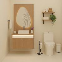 Gabinete Para Banheiro Tech Led 2p 80cm Suspenso Branco - 2