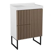Gabinete Para Banheiro Com Pé Ferrara 80 Cm Branco/jequitiba - 1